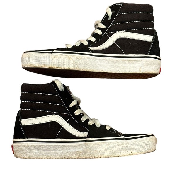 VANS Off The Wall Sneakers High Tops Skateboard Shoes Black Suede Sz M 3.5 W 5 - Picture 3 of 6